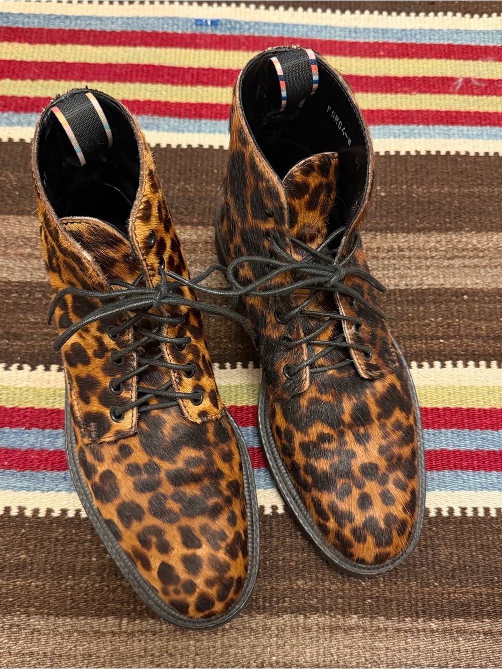 Paul Smith Leopard Print Lace-Up Boots - Brown/Black